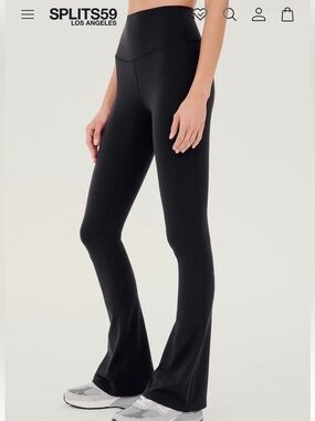 Splits59 Raquel high waist black flared crop leggings NWT SZ S